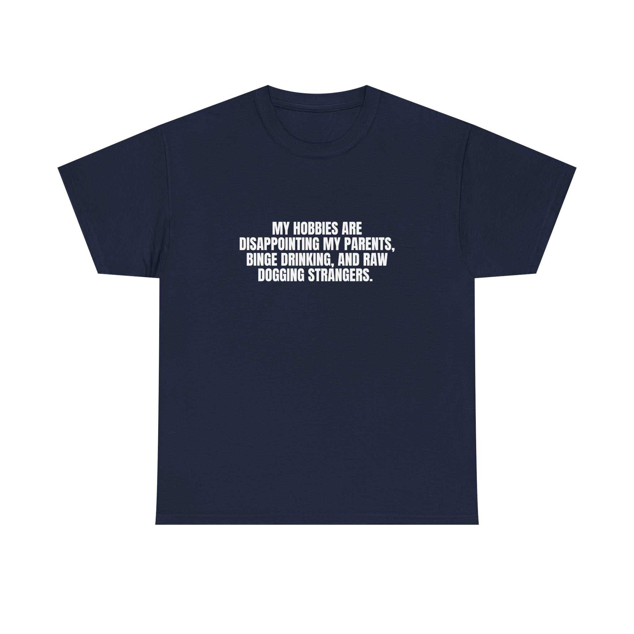 Printify I Got Hobbies T-Shirt in a vibrant color with a fun graphic design showcasing various hobbies.
