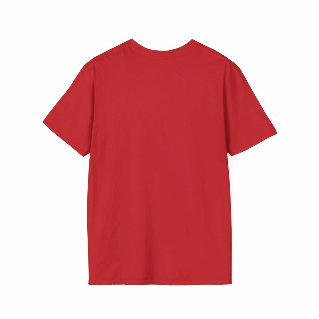 red crew-neck tee back view plain lightweight cotton shirt