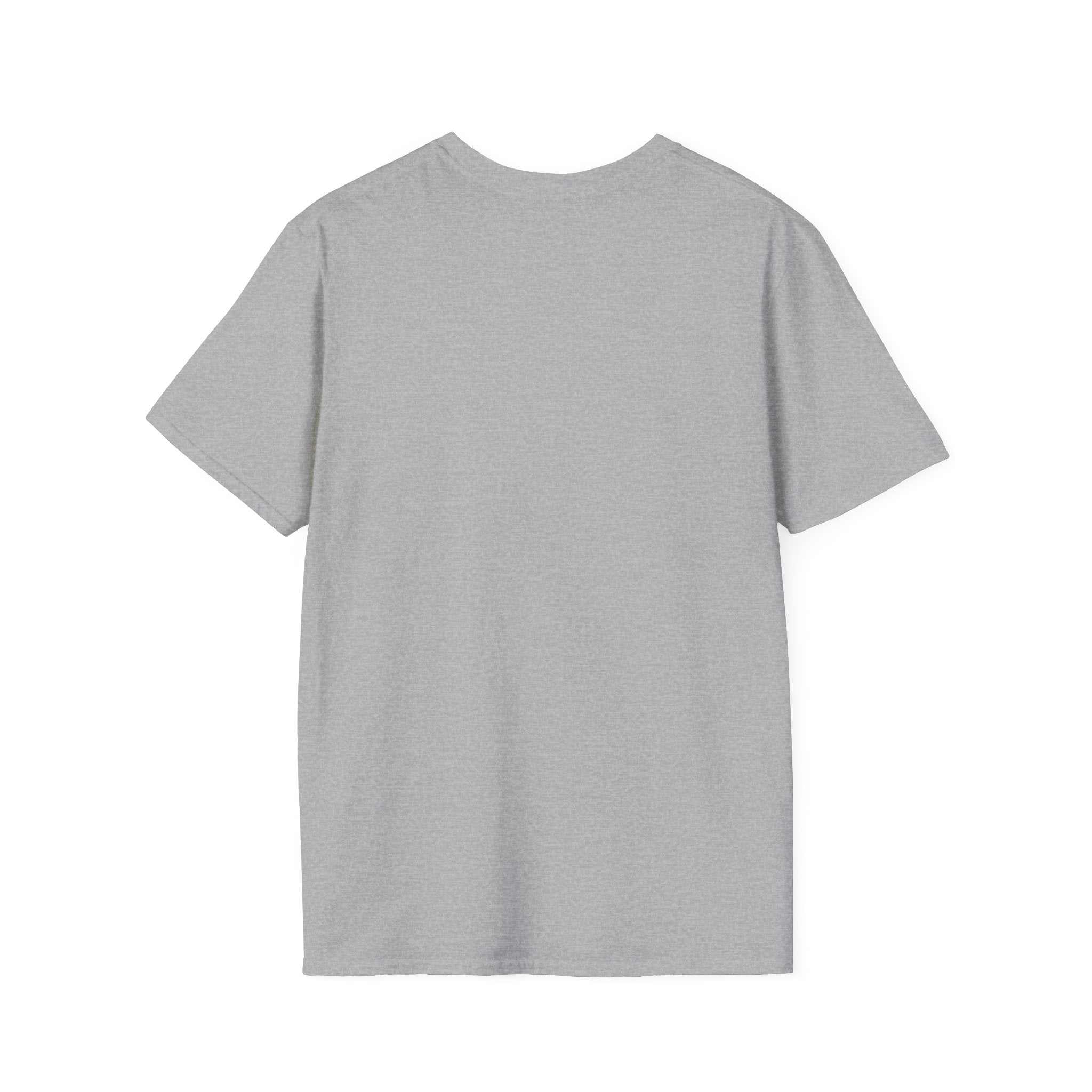 back view of plain light grey crew-neck tee made of soft lightweight cotton