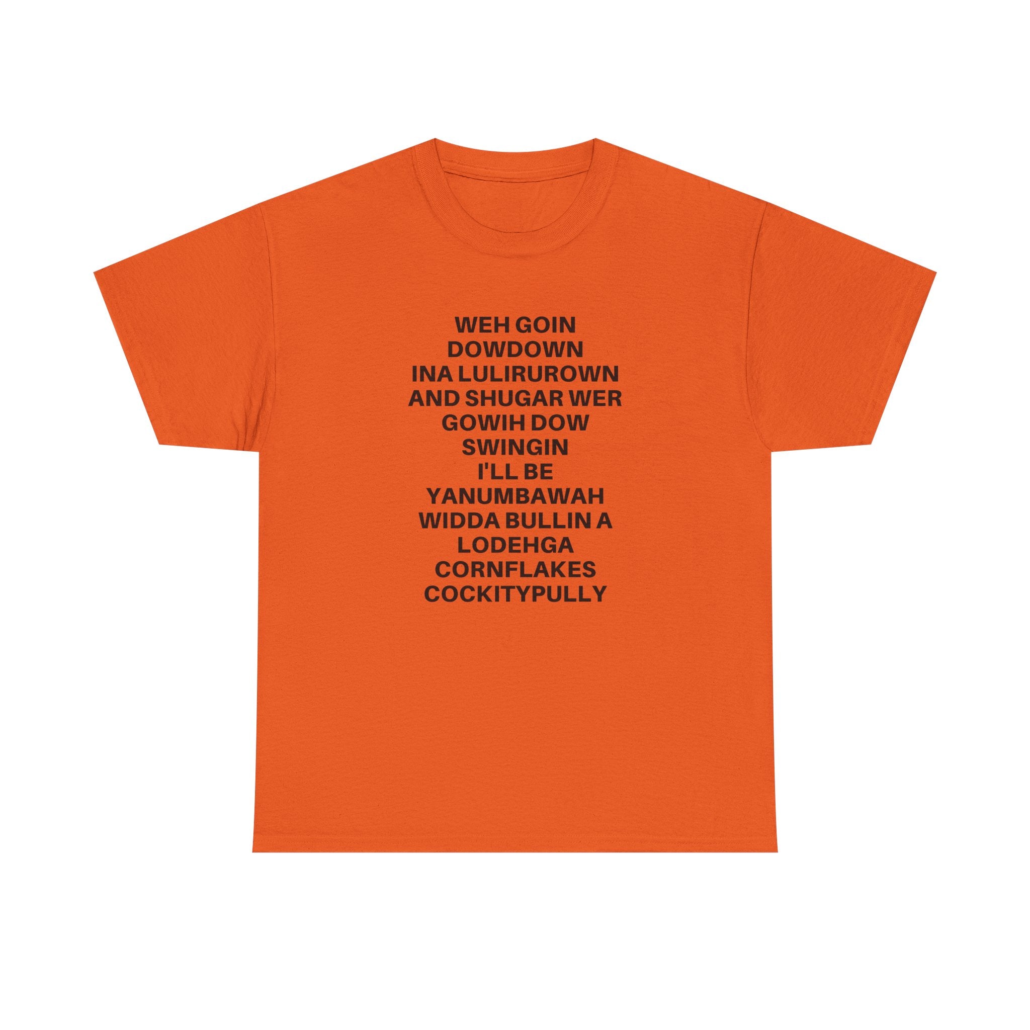 Printify going down swingin' T-shirt featuring a bold graphic design on a classic fit in a vibrant color.
