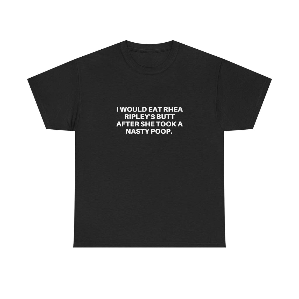Black Rhea Ripley graphic cotton t-shirt with white text print and crew neckline