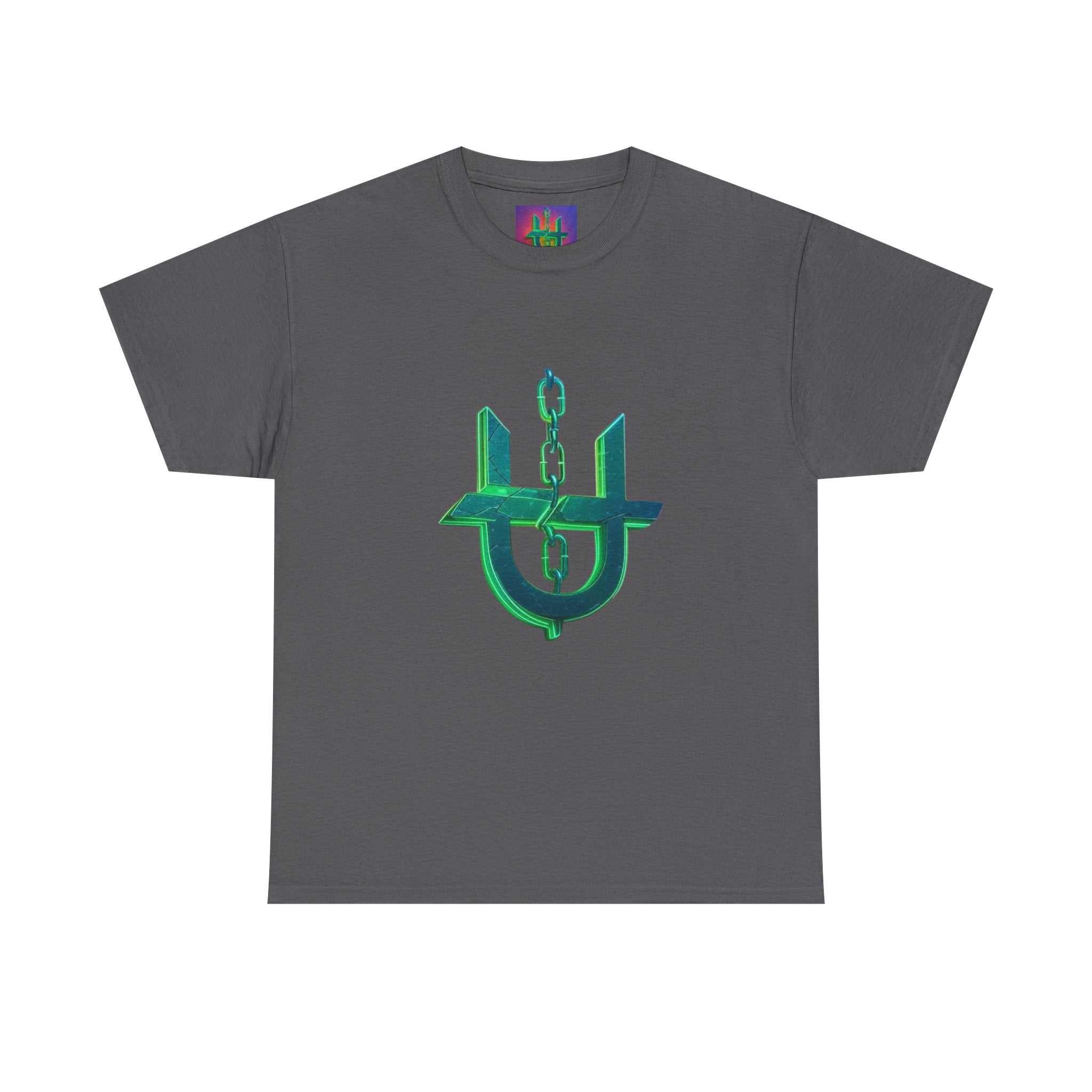 Green Neon Unhinged Logo T-Shirt by Printify, featuring a bold graphic logo on a comfortable cotton fabric.